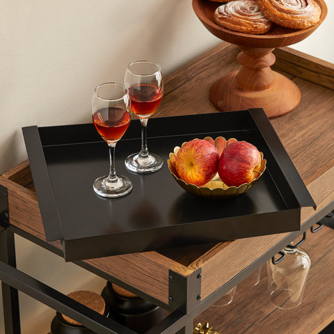 SoBuy SVW19-N Keukentrolley - Opbergtrolley - Trolley met 3 Planken voor Keuken, Eetkamer, Woonkamer - Serveerwagen