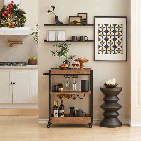 SoBuy SVW19-N Keukentrolley - Opbergtrolley - Trolley met 3 Planken voor Keuken, Eetkamer, Woonkamer - Serveerwagen