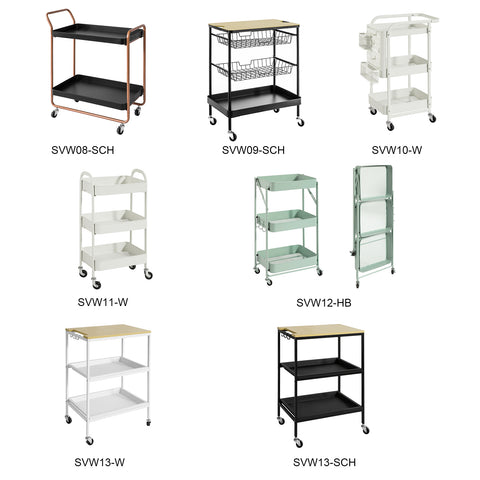 SoBuy SVW19-N Keukentrolley - Opbergtrolley - Trolley met 3 Planken voor Keuken, Eetkamer, Woonkamer - Serveerwagen